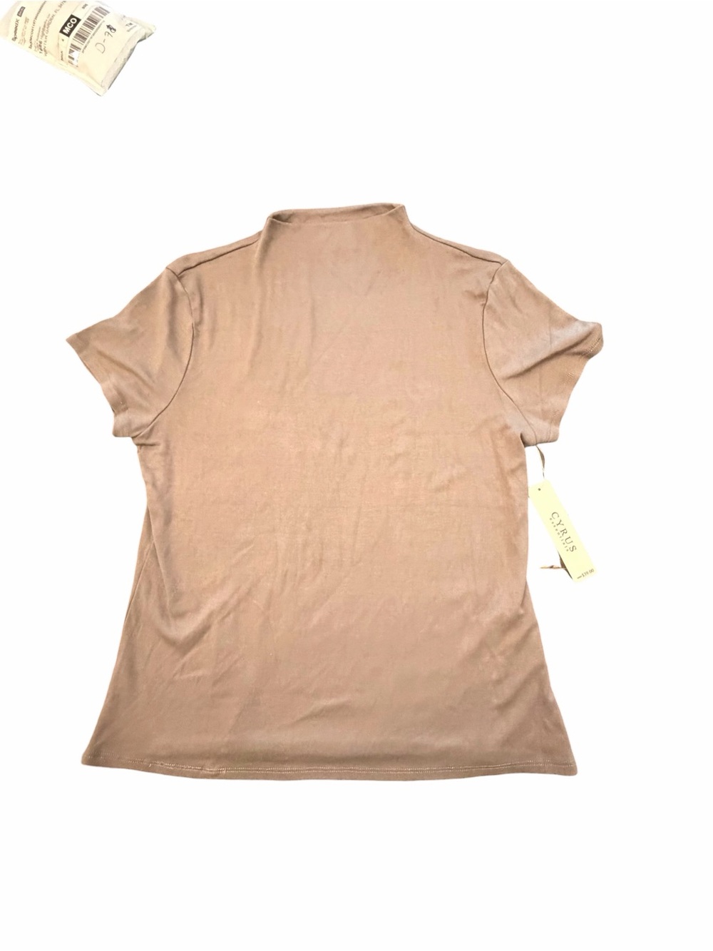 NWT Cyrus Essentials Women’s High Neck Top Brown Blouse NEW XL Brown Stretch‎